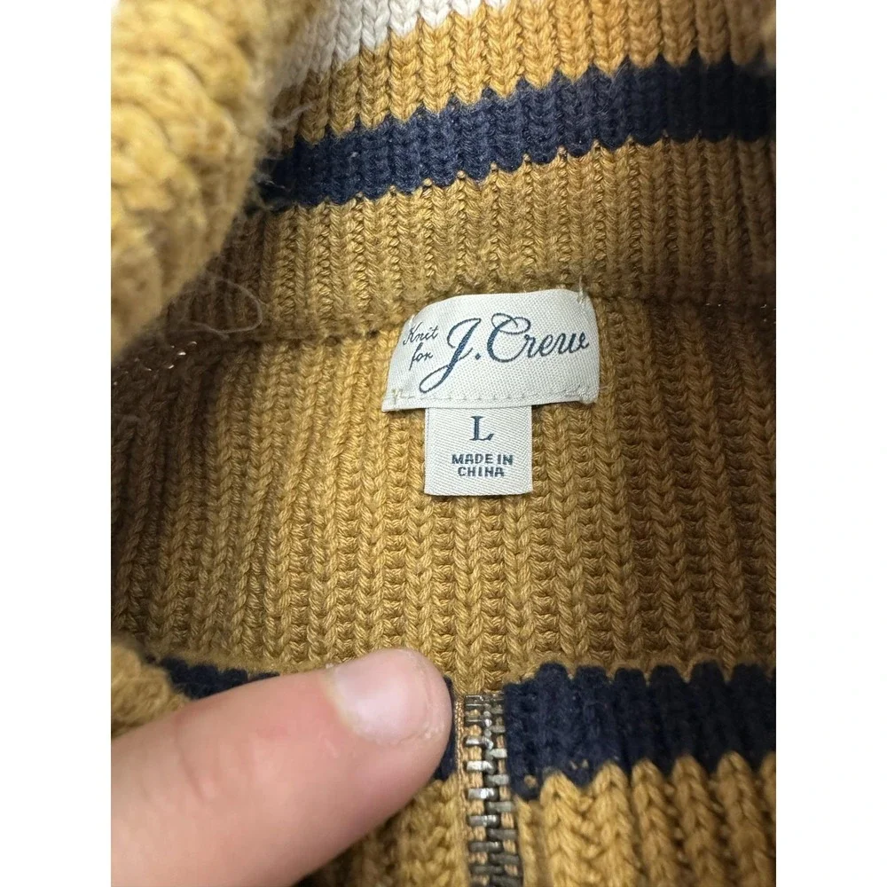J.Crew Sweater Mens Large Brown 100% Cotton Quarter Zip Mock Neck Pullover